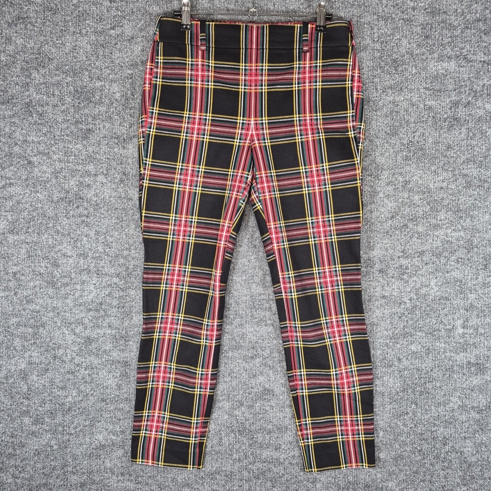 J CREW Winnie Pant Size 2 Tartan Crop Straight Stewart Plaid Preppy Stretch